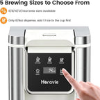 Horavie Single Serve Coffee Maker for K-Cup Pod & Grounds, Hot & Iced Coffee Maker, Strong Button Feature, 6 to 14oz Brew Sizes, 50oz Removable Reservoir, Fit 6.5" Mugs, Stainless Steel, White