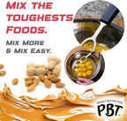 PBT - Peanut Butter Mixer, Stainless Steel Stirring Tool for Natural Peanut Butter, Dough, Yogurt, Sauces, and More - Fits Any Container Size, Less Mess, Dishwasher Safe (WHITE)