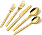 KINGSTONE Gold Silverware Set, 40 Piece Flatware Cutlery Set for 8, 18/10 Stainless Steel Silverware Mirror Polished Dishwasher Safe for Home, Restaurant, Wedding, Party(Gold, 40 pieces for 8)