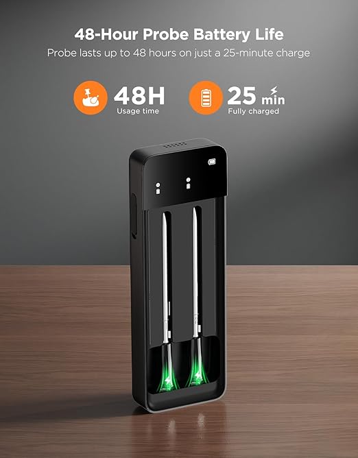 GoveeLife Bluetooth Wireless Meat Thermometer with 2 Probes, Standalone Digital Base, WiFi Unlimited Range, ±1.8℉ Accuracy, IP68 Waterproof Real Time Monitoring, for Kitchen, BBQ, Grill, Oven, Smoker