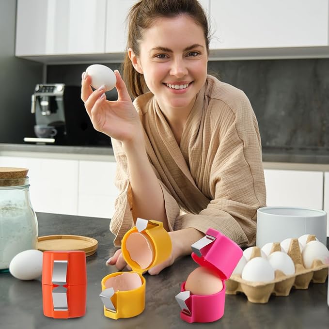 Egg Shell Opener, 2025 New Egg Cracker Tool for Raw Eggs, Stainless Eggs Peeling Tool Kitchen Gadgets, Eggshell Breaker for Hard Boiled Eggs (Y+O)