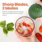 Nutricook Choppi Cordless Electric Vegetable Chopper & Mini Food Processor for Dicing, Shredding, Mincing, and Puree, Portable and Rechargeable, 2-Cup, 500 mL, 4000 mAh Battery, Sage Green