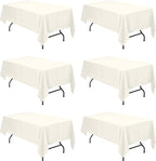 BRILLMAX 6 Pack Ivory Tablecloths for 6 Foot Rectangle Tables 60 x 102 Inch - 6ft Rectangular Bulk Linen Polyester Fabric Washable Cloth Cover for Wedding Reception Banquet Birthday Party