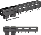 Wall Mount Kitchen Utensils Hanging Rack, 20" Multi-Use Kitchen Organizer with Utensil Holder, Hanging Organizer - Black