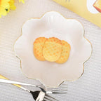 Porcelain Serving Dish,Ceramics Flower Relish Tray with Metallic Rim,Serving Bowls for Wedding,Party Perfect for Small Cereal, Pasta, Salad, Candy and Snacks White 6.6 inch (6.6 inch)