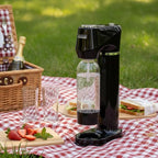 Home Sparkling Water Soda Maker with 2 BPA-Free Bottles (1L + 0.5L) - Carbonated Water Seltzer Fizzy Drink Machine, Compatible with Screw-In 60L CO2 Carbonator (Not Included), Black