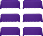 BRILLMAX 6 Pack Purple Tablecloths for 8 Foot Rectangle Tables 90 x 156 Inch - 8ft Rectangular Bulk Linen Polyester Fabric Washable Cloth Cover for Wedding Reception Banquet Birthday Party
