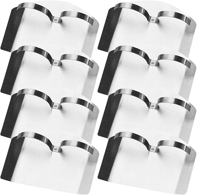 8pcs Stainless Steel Finger Protector Set for Kitchen Cutting and Chopping, Vegetable Cutter Finger Guards, Food Safety Hand Shield Tools for Cooking and Food Preparation