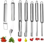 Fruit and Vegetable Corer Tool, Multi-Function Stainless Corer and Pitter Remover Set for Apple, Chili Kernel Remover Fruit Slicer for Kitchen