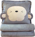 Fruit Throw Blanket and Pillow Set, Travel Blanket Compact Convenient Bed Throw Pillows with Airplane and Car Suitable for Office Nap Time (D, 67in x 39in)