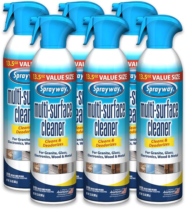 Sprayway Multi-Surface Cleaner, 13.5oz, Pack of 6 | All-Purpose Cleaner for Granite, Glass, Wood, Metal | Ideal for Cabinets, Appliances, Furniture, Household Hard Surfaces