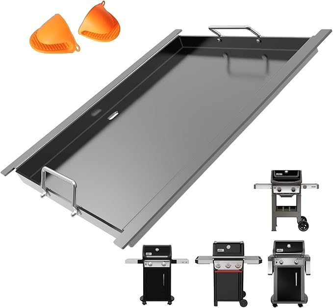 Spirit E-325 Flat Top Griddle Insert for Weber GS4 Spirit II & I 200 Grills, Full Size Griddle Plate for Weber Spirit E-210 S210 E-220 S-220 S-210 S-215 Grill Parts, for Weber 7637 Grates Carbon Steel