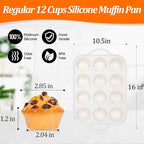 Silicone Muffin Pans for Baking, with Metal Reinforced Frame 2.8 Inch Regular Size Silicone Molds Nonstick 12 Cups for Baking Homemade Muffins, Cupcakes, Egg Bites 2 Pack Dishwasher Safe BPA Free