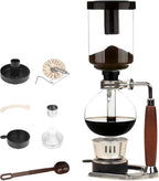 Manual Siphon Coffee Maker, Retro Vacuum Coffee Brewer 5-Cup (600ml) with Alcohol Burner, Adjustable Buffer Clamp, Stainless Steel Bracket Base for Coffee Aficionados