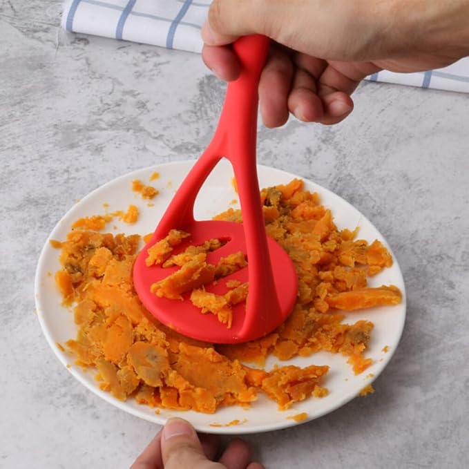 UPKOCH Silicone Potato Masher Small Kitchen Tool Baby Food Smasher Tool Vegetable Ricer Comfortable Grip Red Ideal for Mashing Potatoes Fruits and Vegetables