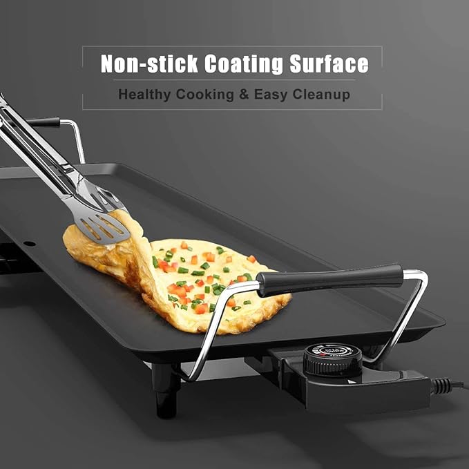 HAPPYGRILL Electric Griddle Teppanyaki Grill, Nonstick Countertop Griddle with Adjustable Temperature, 35" Barbecue Grill Cooking Plates for Indoor Outdoor Patio Camping