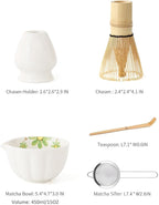 TANG PIN Premium Matcha Set - Traditional Japanese Matcha Making Kit with Spout Bowl (Chawan), Bamboo Whisk (Chasen) & Holder Stand - Complete Matcha Maker Starter Tools for Matcha Tea & Latt (Daisy)