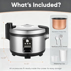 15L Large Capacity Commercial Rice Cooker & Food Warmer 84 cups cooked / 32 cups uncooked Stainless Steel rice Electiric Rice Cooker | One Touch | Automatic Warm with Non-Stick Inner pot