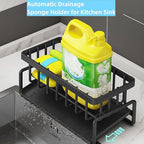 Sponge Holder for Kitchen Sink, Kitchen Sink Caddy Rustproof 304 Stainless Steel Dish Sponge Organizer with Detachable Dishcloth Rack Bathroom Organizer Dish Soap Dispenser Brush Holder Storage