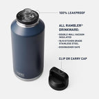 YETI Rambler 64 oz Bottle, Vacuum Insulated, Leakproof, Stainless Steel with Chug Cap, Black Forest Green