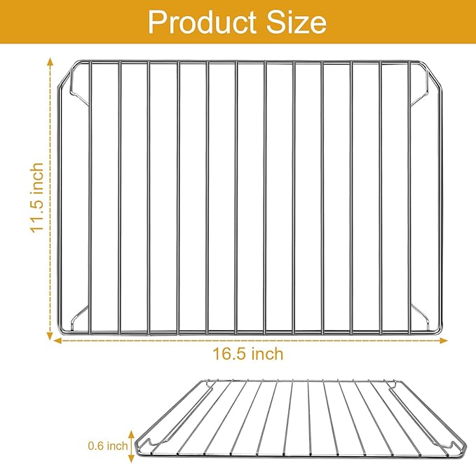 Countertop Toaster Oven Replacement Parts for BLACK+DECKER 8 Slice Extra Wide Convection Toaster Oven, 16.5×11.5 IN Stainless Steel Toaster Oven Accessories Wire Rack Baking Rack