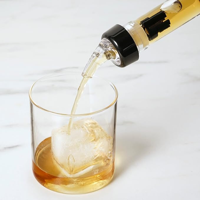True Ace Measured Liquor Pour Spout - 1oz Pourer - Fits Standard Liquor Bottles - Automatic Measuring Liquor Pourer Bar Accessory - Plastic Set of 2