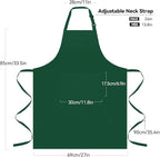 NLUS 2 Pack Kitchen Aprons with 2 Pockets for Women Men, Chef Aprons for Baking BBQ Cooking, Green