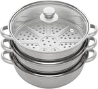 3-Tier Food Steamer Pot for Cooking - 12.8in Stainless Steel Steamer w/Lid Cookware For Vegetable,Dumpling, Crab, Stock