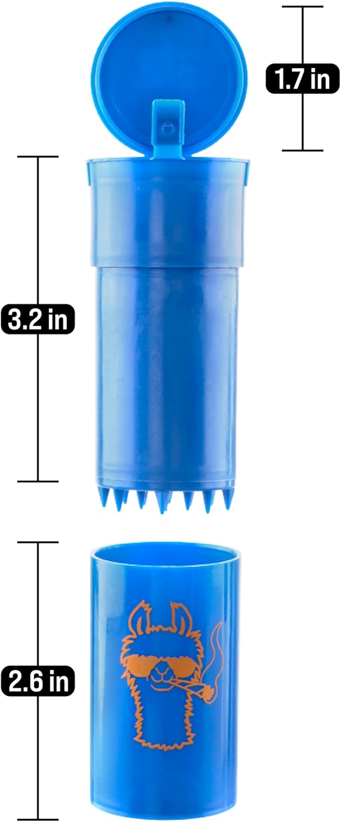 EZSPLITZ Cap & Crusher - 2-in-1 Herb Grinder with Extra Large Storage - Pop Art Edition (Blue)