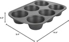 GoodCook Everyday Nonstick Steel Jumbo Texas Muffin Pan, 6-cup, Gray