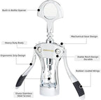 Wing Corkscrew Wine Opener, Premium Zinc Alloy Manual Bottle Opener, Heavy Duty Multifunctional Tool for Kitchen, Bar, Restaurant & Waiters (Aesthetic Silver)