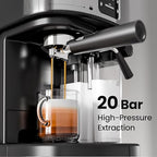 Electactic 20 Bar Professional Compact Espresso Cappuccino Machine with Auto Milk Frother, Stainless Steel Coffee Maker for Cappuccino, Latte