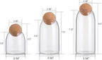 Suwimut 3 Pack Glass Storage Jar with Ball Cork Lid, Clear Glass Canisters with Cork Ball, Cute Decorative Round Glass Bottles with Airtight Wooden Lid for Spice, Sugar, Salt, Tea, Nuts, Coffee Beans