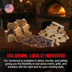 Pizza Oven Wood, 10 to 12‑Inch Firewood Logs, Cherry Hardwood Splits for Wood-Fired Pizza Ovens, USA Made, Sustainably Milled, Approximately 20-25 lbs