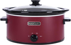HOMECOOKIN 8 Quart Slow Cooker Oval Manual Pot Food Warmer with 3 Cooking Settings, Red Stainless Steel
