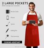 Syntus Apron for Men Women, Adjustable Cooking Kitchen Chef Aprons with 2 Pockets, Cotton/Polycotton/Polyester