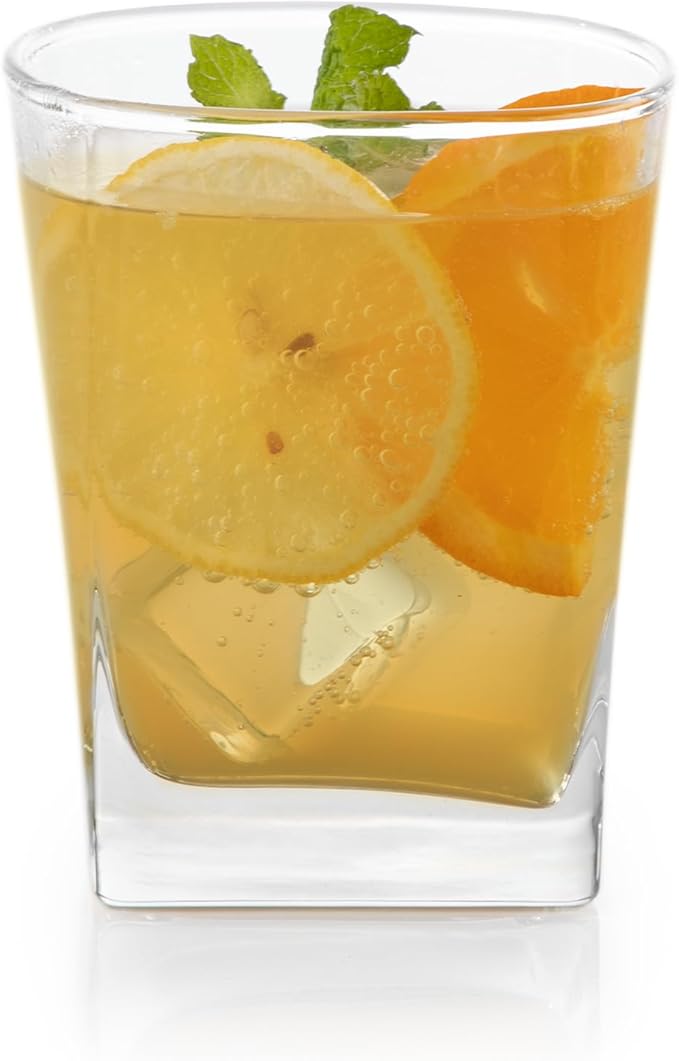 Libbey City Tumbler and Rocks Glass Set, Elegant Drinkware Glasses Set, Tall Drinking Glasses with Modern Lines, Dishwasher Safe Drinking Glasses Set of 16