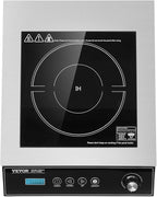 VEVOR Portable Commercial Cooktop, 5000W Induction Burner with 16 Temp Settings, Stainless Steel Countertop Induction Hot Plate with 4H Timer, Child Lock