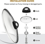 Glass Lids for Pot and Pan, 8, 9.5, 10.25, 11, 12, 12.6, 13.5, 14 Inch Tempered Replacement for Covers Kitchen Cookware, Frying Pan, Wok, Skillet (12 Inch)