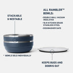 YETI Rambler Low Bowl, Vacuum Insulated, Stackable and Nestable Stainless Steel Bowl with Lid, 3.6 Quart, Cape Taupe