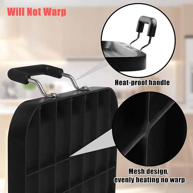 Vayepro 2-Burner Griddle Pan with Glass Lid - Nonstick Stovetop Griddle for Gas & Glass Cooktops - Aluminum Camping Grill Pan for Breakfast (Pancakes/Eggs/Bacon) (22"L x 12"W x 1.77"Th)