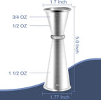 Jigger for Bartending, Briout Double Cocktail Jigger Japanese Premium 304 Food Grade Stainless Steel Jigger 2 OZ 1 OZ with Measurements Inside, Silver
