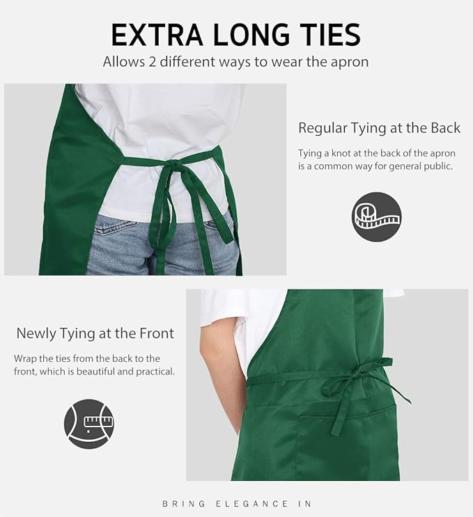 Syntus Apron for Men Women, Adjustable Cooking Kitchen Chef Aprons with 2 Pockets, Cotton/Polycotton/Polyester