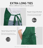 Syntus 12 Pack Bib Apron, Unisex Aprons Adjustable Waterdrop Resistant with 2 Pockets Cooking Kitchen Apron for Chef, BBQ Drawing Apron Bulk, Dark Green