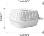 CIAO! 6"x6"x3" MFPP White Hinged Container With Lid 1 Compartment (Case of 300)