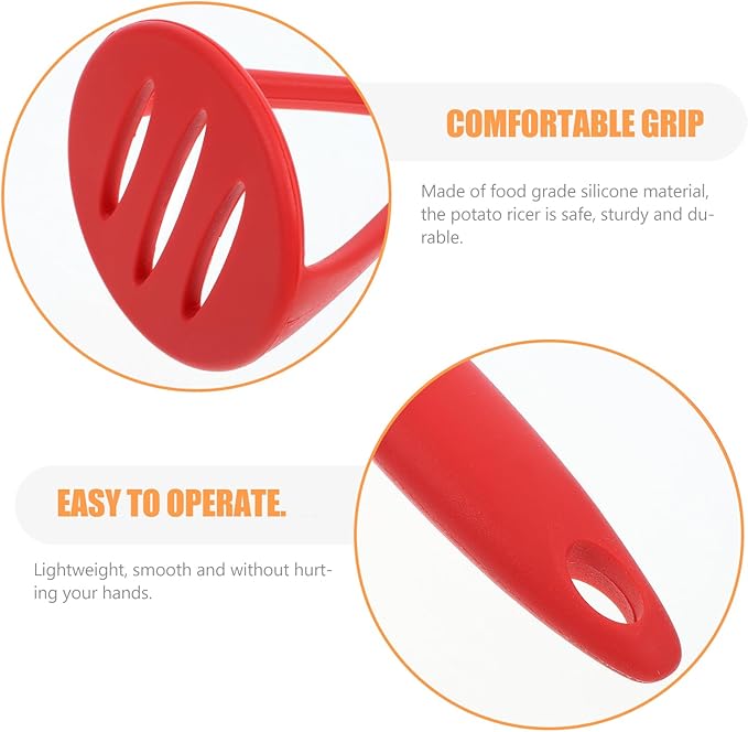 UPKOCH Silicone Potato Masher Small Kitchen Tool Baby Food Smasher Tool Vegetable Ricer Comfortable Grip Red Ideal for Mashing Potatoes Fruits and Vegetables