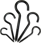 125 Pieces of Screw Cup Hook Set 5 Sizes Ceiling Small Hooks Wardrobe Decoration Hanging Accessories for Hanging Outdoor or Indoor use (0.98" 1.41" 1.57" 1.96" 2.36") (Black)