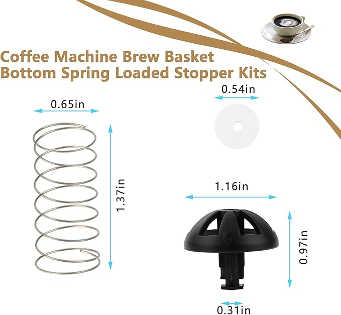 2-Pack Replacement Coffee Brew Basket Spring Loaded Stopper Kits, Fits Mr. Coffee, Black And Decker, Hamilton Coffee Maker Parts, Replaces Part Numbers 112435-000-000 185774-000-000