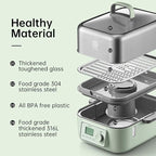 BUYDEEM G67US Electric Food Steamer for Cooking, 1 Tire Stainless Steel Steamer with Manual Mode, 1500W, 7 Quart, Green