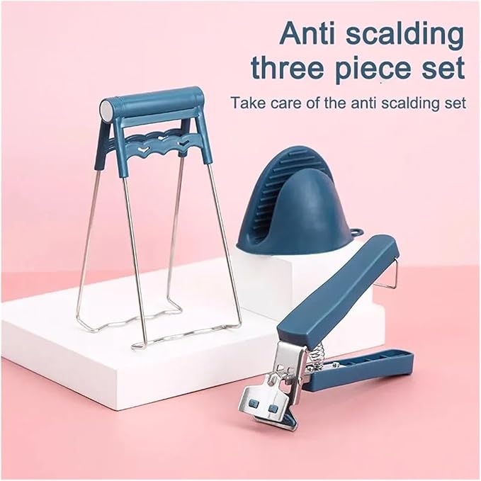 3 in 1 Anti-Scald Kitchen Tool Set, Non-Slip Bowl Gripper Plate Lifter Resistant Mitt for Cooking Steaming Serving, Kitchen Gadget(Glove)